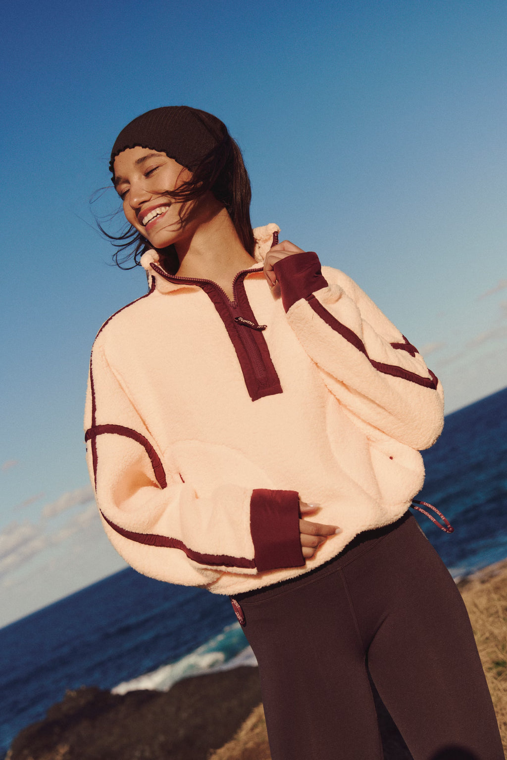 Free People Movement Mountain High 1/2 Zip (Pina Colada/Red Velvet)