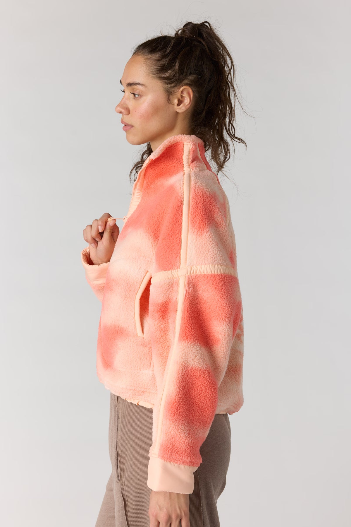 Free People Movement Printed Mountain High 1/2 Zip Fleece (Watercolor Logo Fruit)