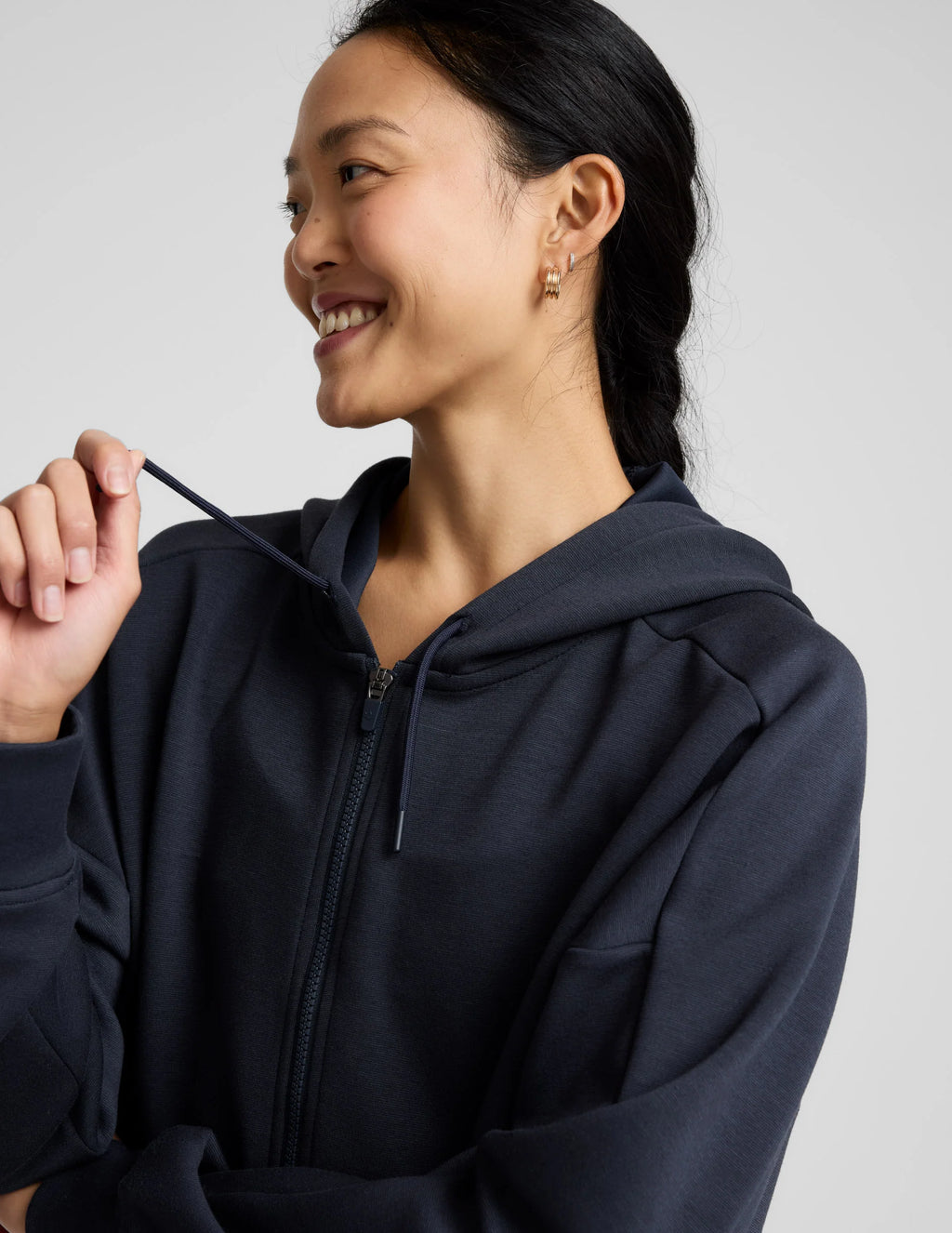 Beyond Yoga SoftSpring Full Zip Hooded Jacket (Nocturnal Navy)