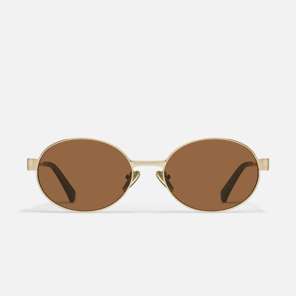 Quay Anyways Sunglasses (Brushed Gold Frame / Brown Lens)