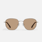 Quay Big Time Sunglasses (Brushed Silver Frame / Tan Lens)