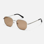 Quay Big Time Sunglasses (Brushed Silver Frame / Tan Lens)