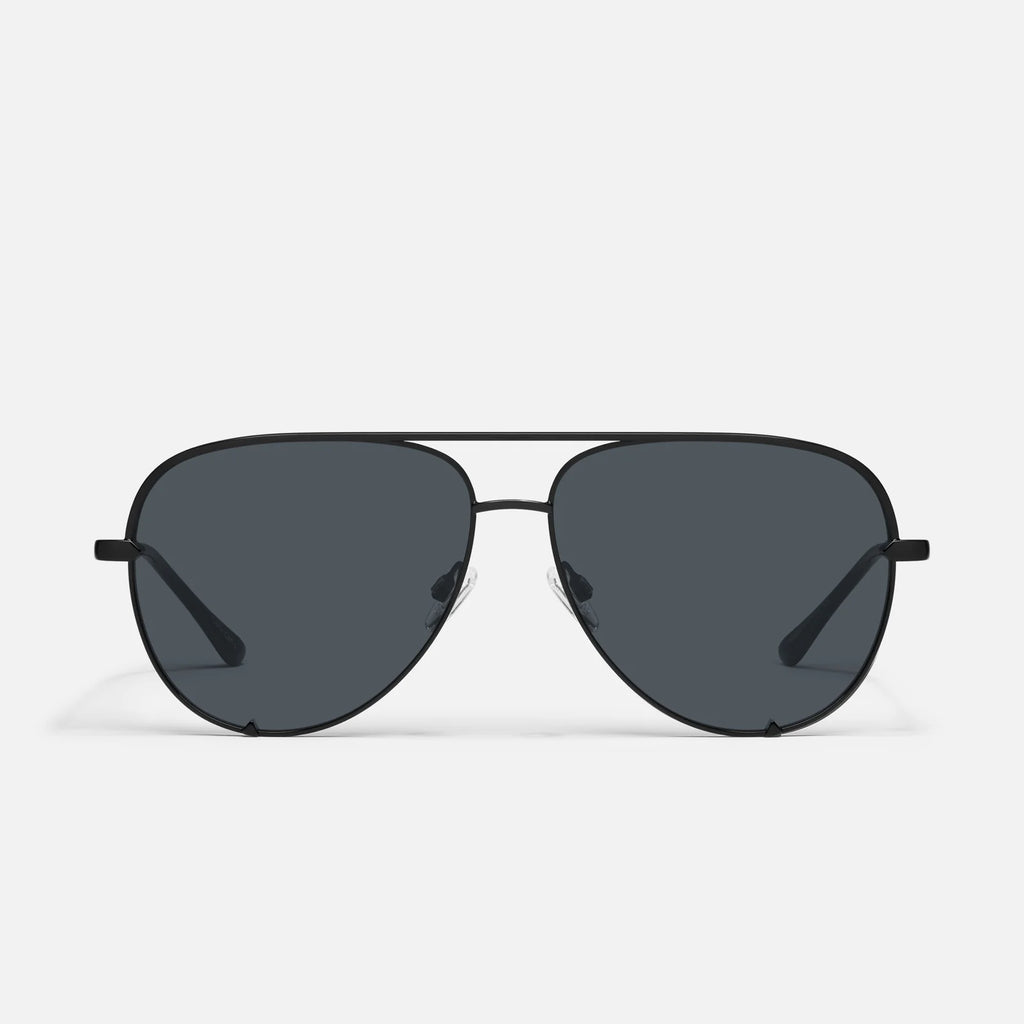 Quay High Key Mini Sunglasses ( Black Frame / Smoke Polarized Lens)