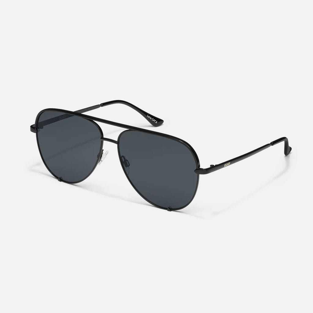 Quay High Key Mini Sunglasses ( Black Frame / Smoke Polarized Lens)