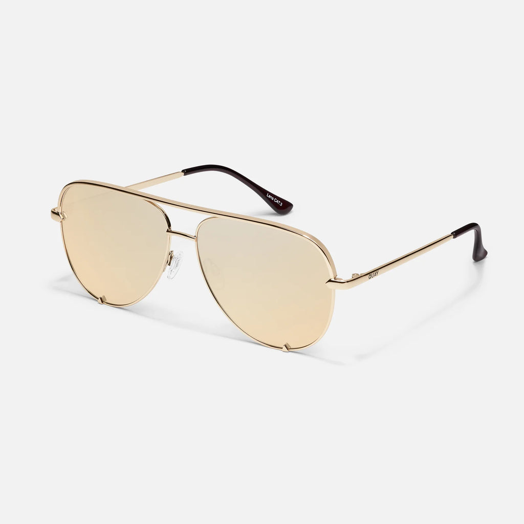 Quay High Key Sunglasses (Gold Frame / Gold Polarized Lens)