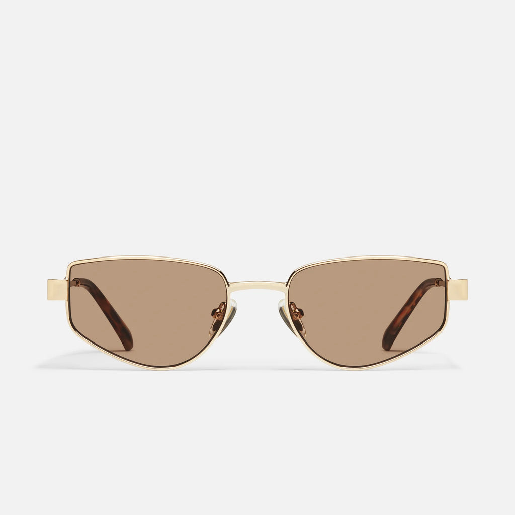 Quay Hit Single Sunglasses (Gold Frame / Tan Lens)