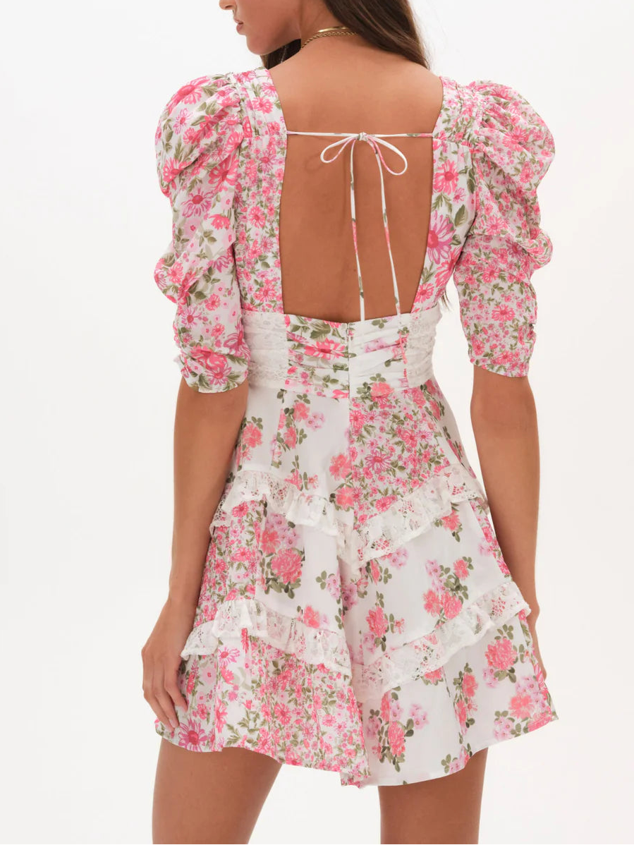 For Love & Lemons Rosalyn Mini Dress (Pink) Secondary image