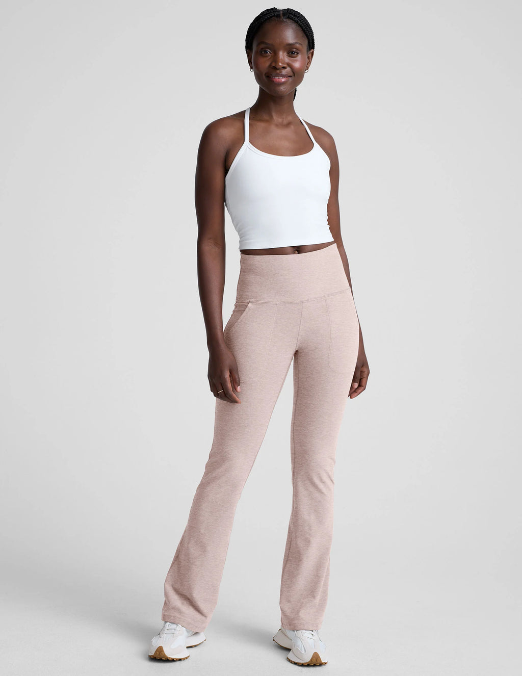Beyond Yoga Spacedye™ Slim Racerback Cropped Tank (Cloud White)