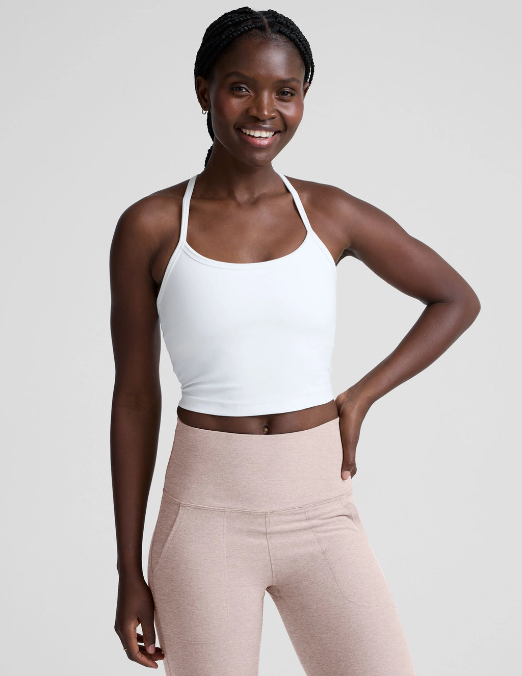 Beyond Yoga Spacedye™ Slim Racerback Cropped Tank (Cloud White)