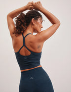 Beyond Yoga Spacedye™ Slim Racerback Cropped Tank (Nocturnal Navy)