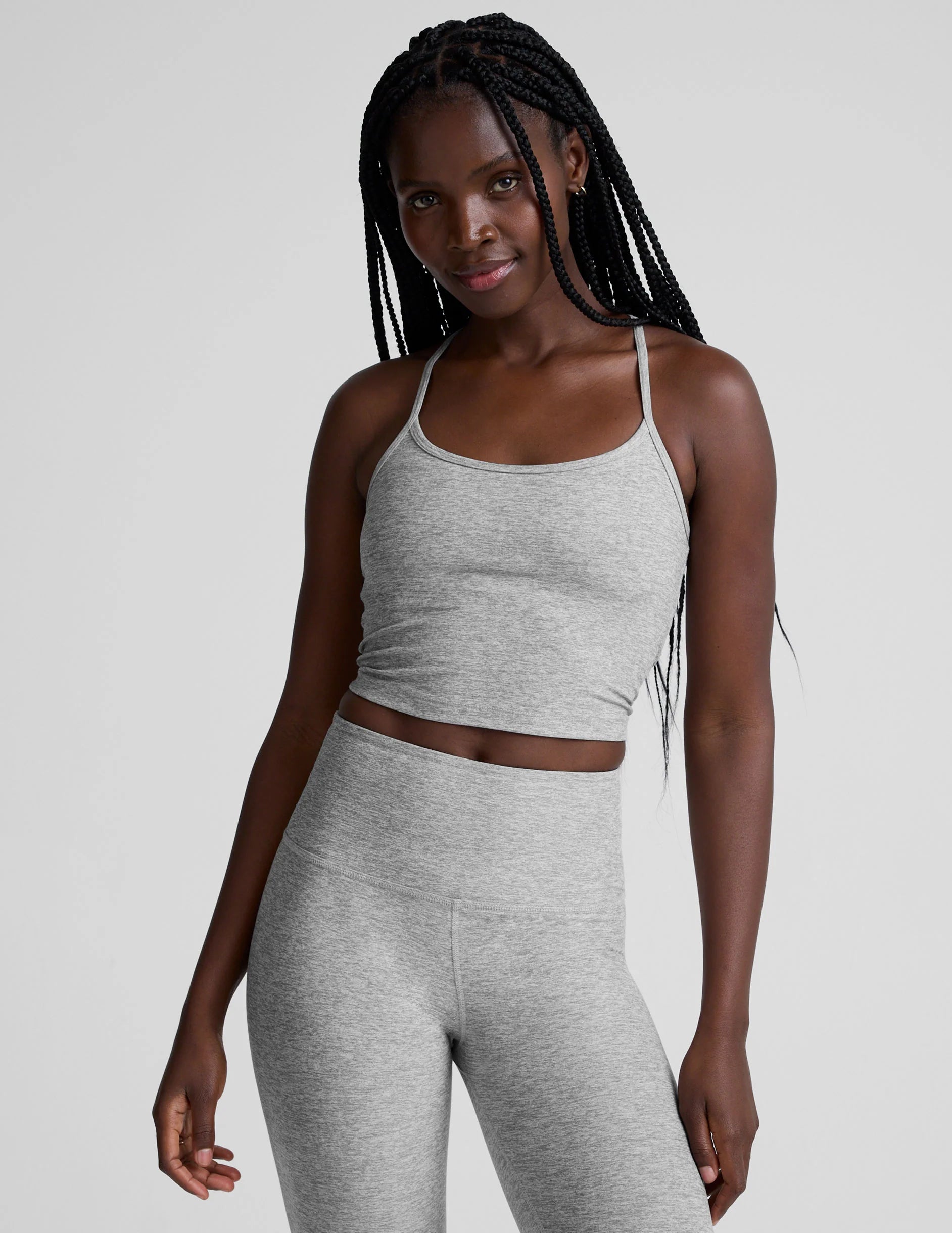 Beyond Yoga Spacedye™ Slim Racerback Cropped Tank (Silver Mist)