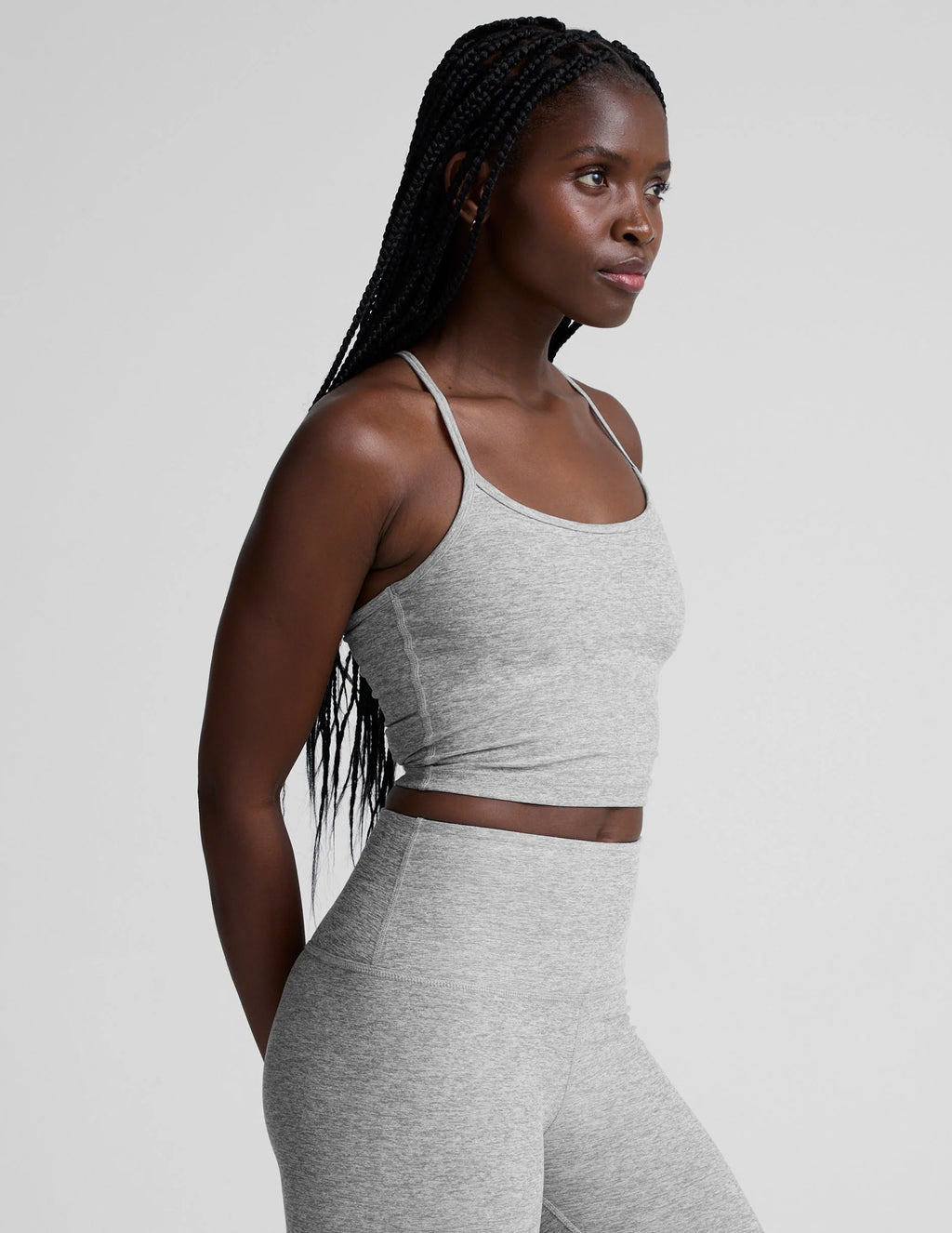 Beyond Yoga Spacedye™ Slim Racerback Cropped Tank (Silver Mist)
