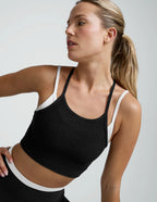 Beyond Yoga Spacedye™ Slim Racerback Cropped Tank (Darkest Night)