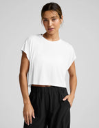 Beyond Yoga Studio Luxe Cropped Tee (White)