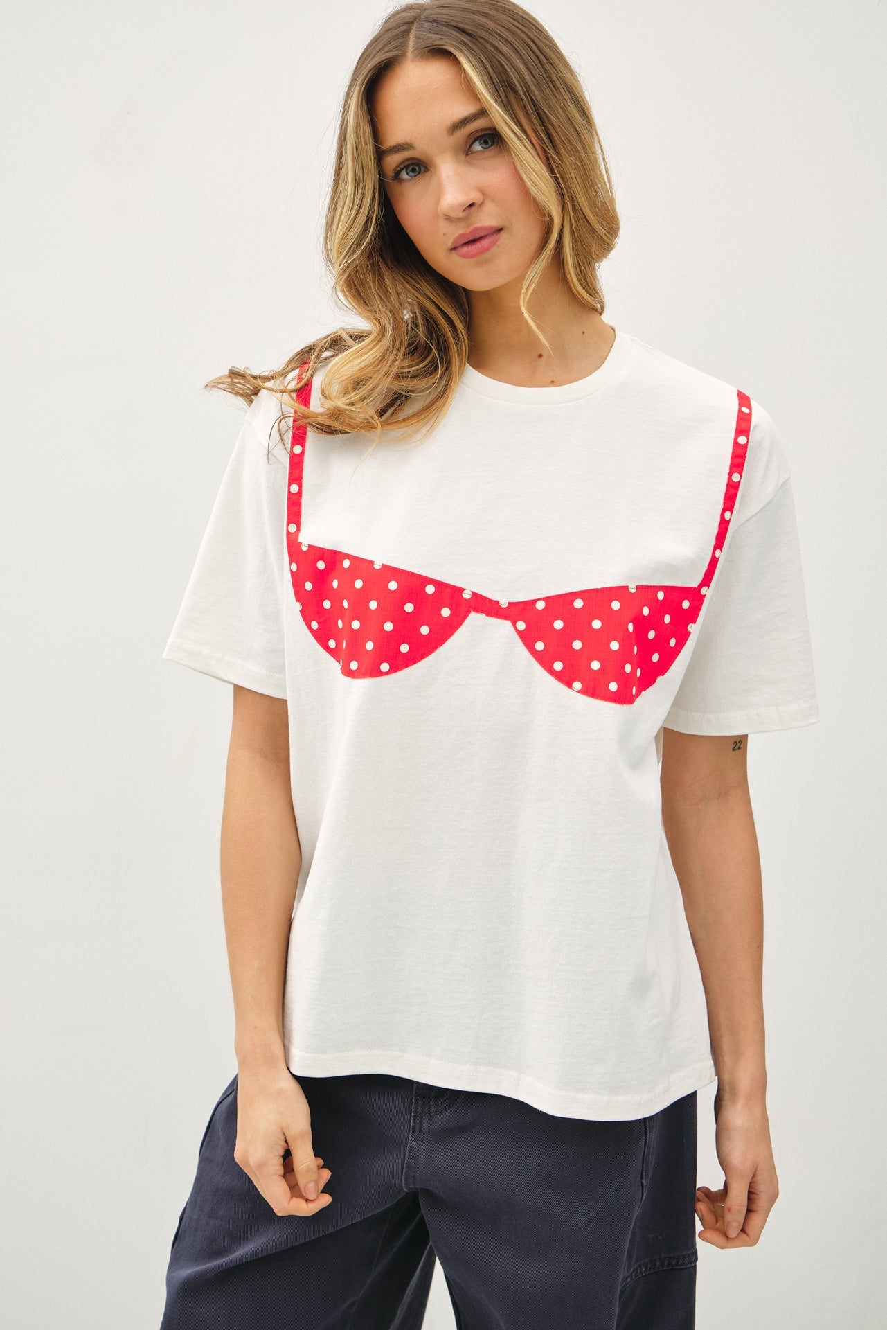 Bikini Patchwork T Shirt (Ivory Red)
