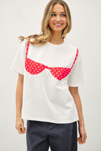 Bikini Patchwork T Shirt (Ivory Red)