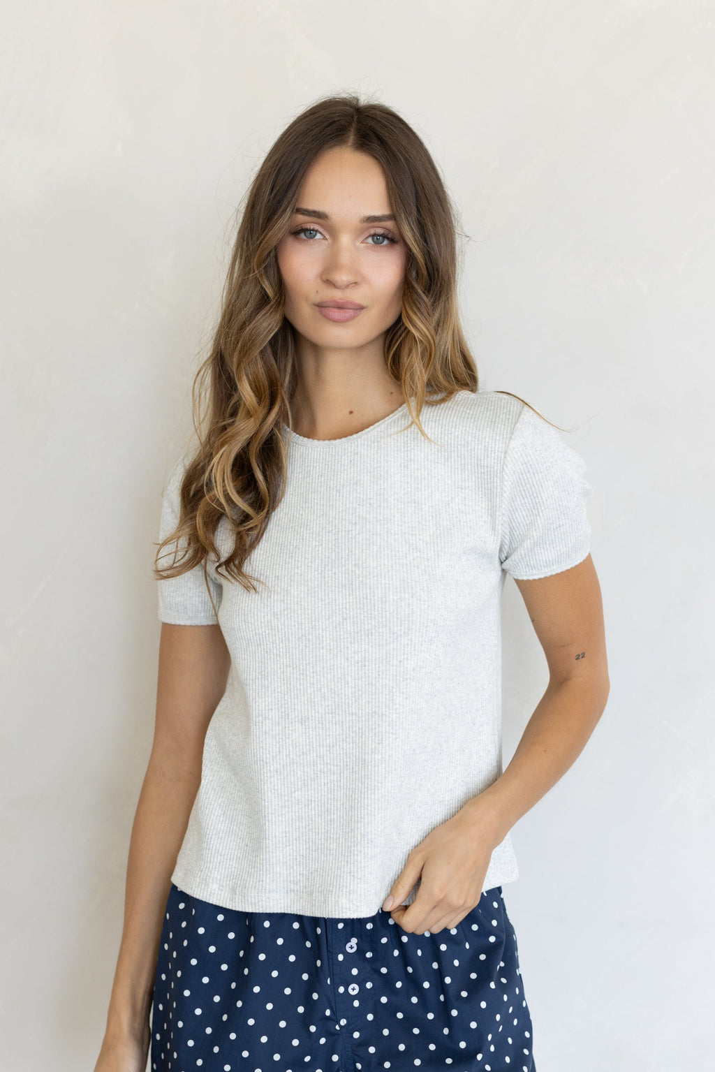 Ribbed Tee (Heather Grey)