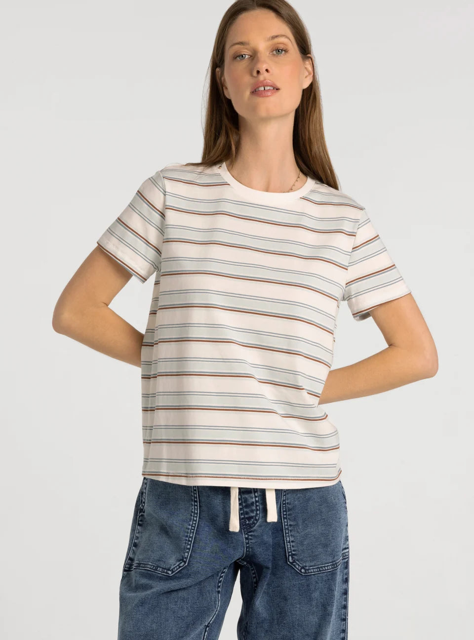 Thread & Supply Asher Tee (Cream Baby Blue Stripe)