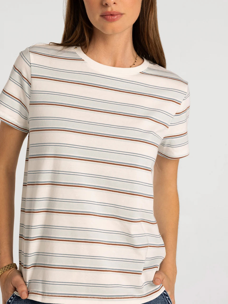 Thread & Supply Asher Tee (Cream Baby Blue Stripe)