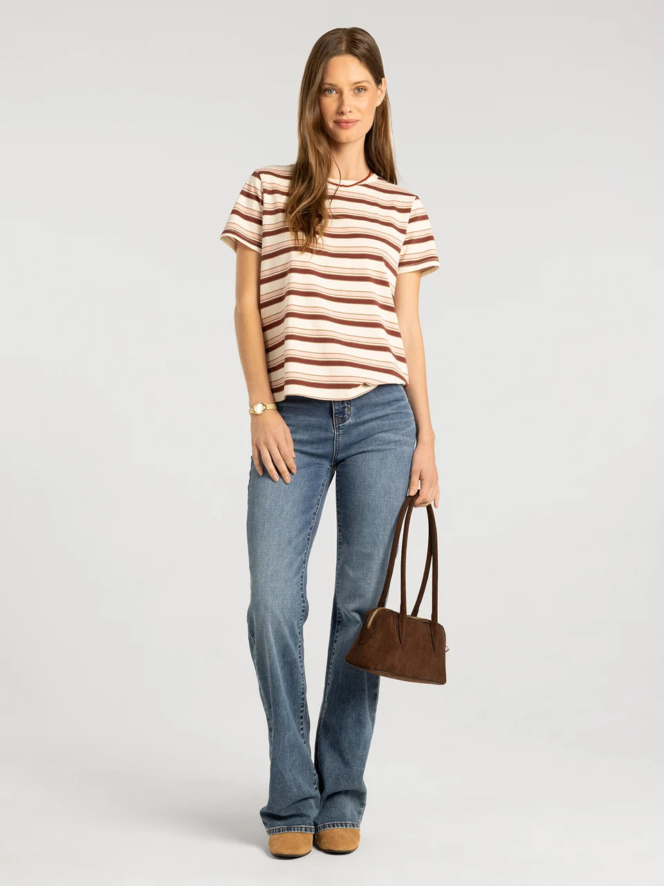 Thread & Supply Asher Tee (Pink Burgundy Stripe)