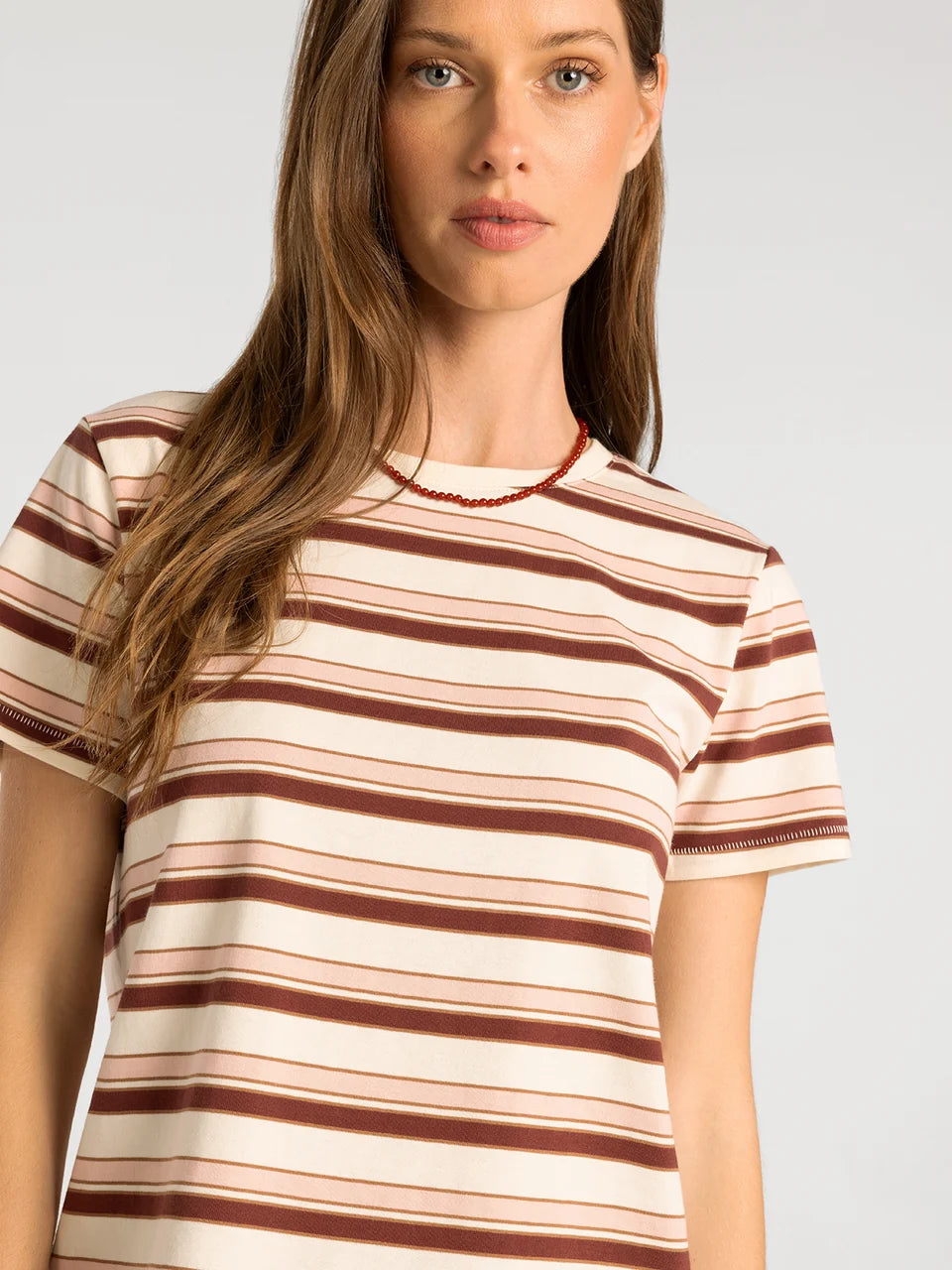 Thread & Supply Asher Tee (Pink Burgundy Stripe)