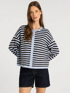 Thread & Supply Dover Cardigan (Blue/Brown Stripe)
