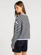 Thread & Supply Dover Cardigan (Blue/Brown Stripe)
