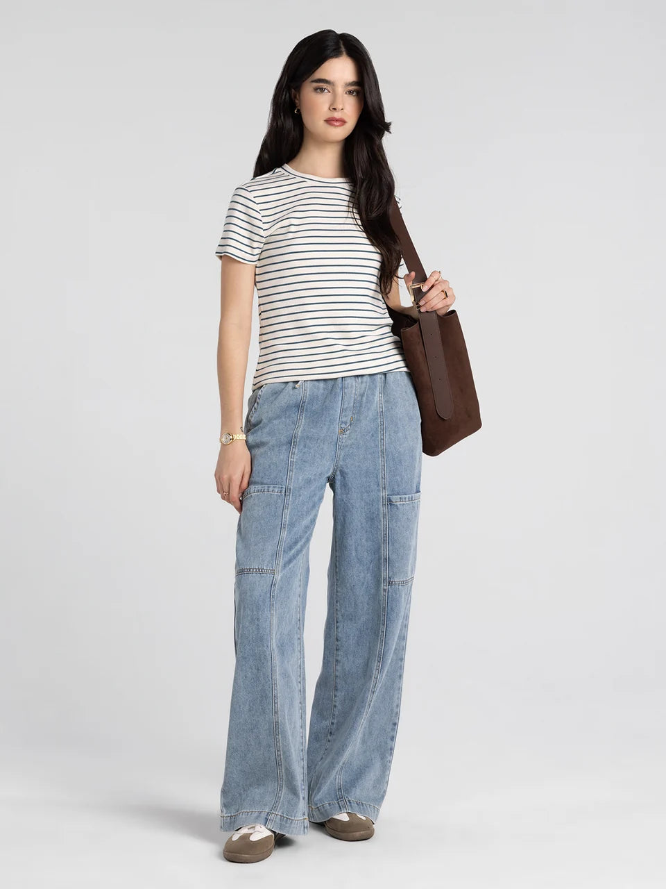 Thread & Supply Annie Tee (Cream Blue Stripe)