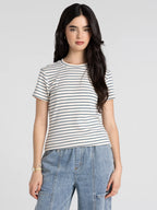 Thread & Supply Annie Tee (Cream Blue Stripe)