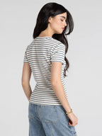 Thread & Supply Annie Tee (Cream Blue Stripe)