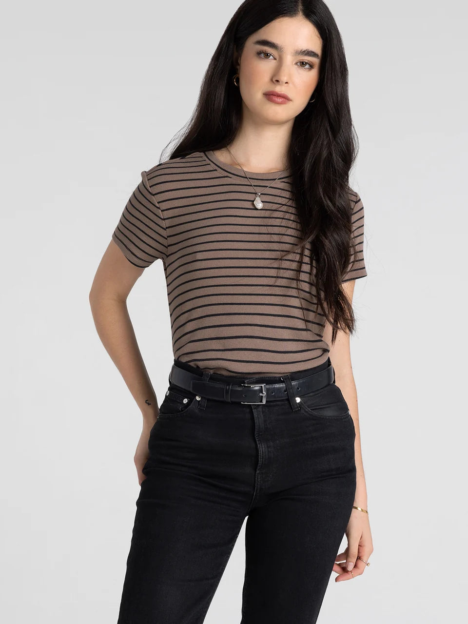 Thread & Supply Annie Tee (Latte Black Stripe)