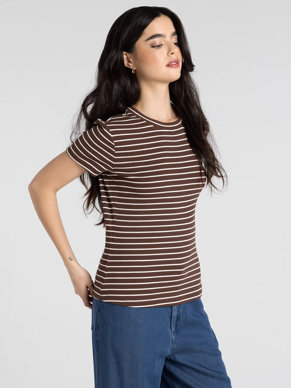 Thread & Supply Annie Tee (Mahogany Cream Stripe)