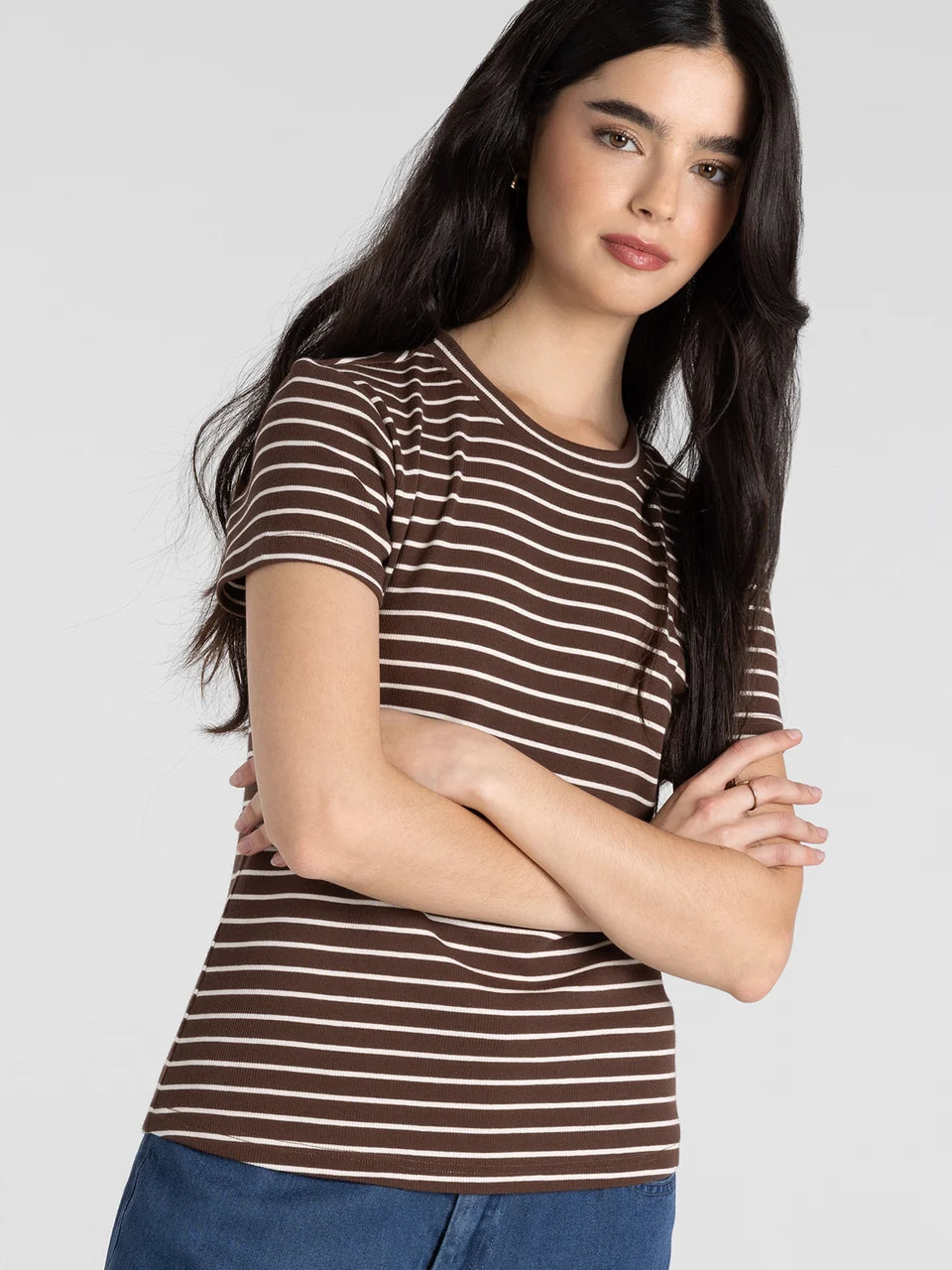 Thread & Supply Annie Tee (Mahogany Cream Stripe)