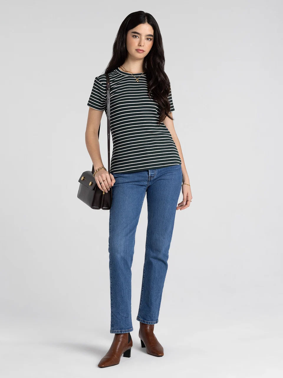 Thread & Supply Annie Tee (Pine Cream Stripe)
