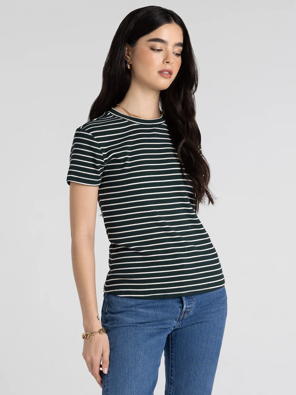 Thread & Supply Annie Tee (Pine Cream Stripe)