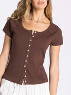 Thread & Supply Adina Top  (Brown)