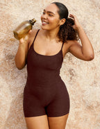Beyond Yoga Spacedye™ Keep Pace Biker Jumpsuit (Iced Mocha Heather)