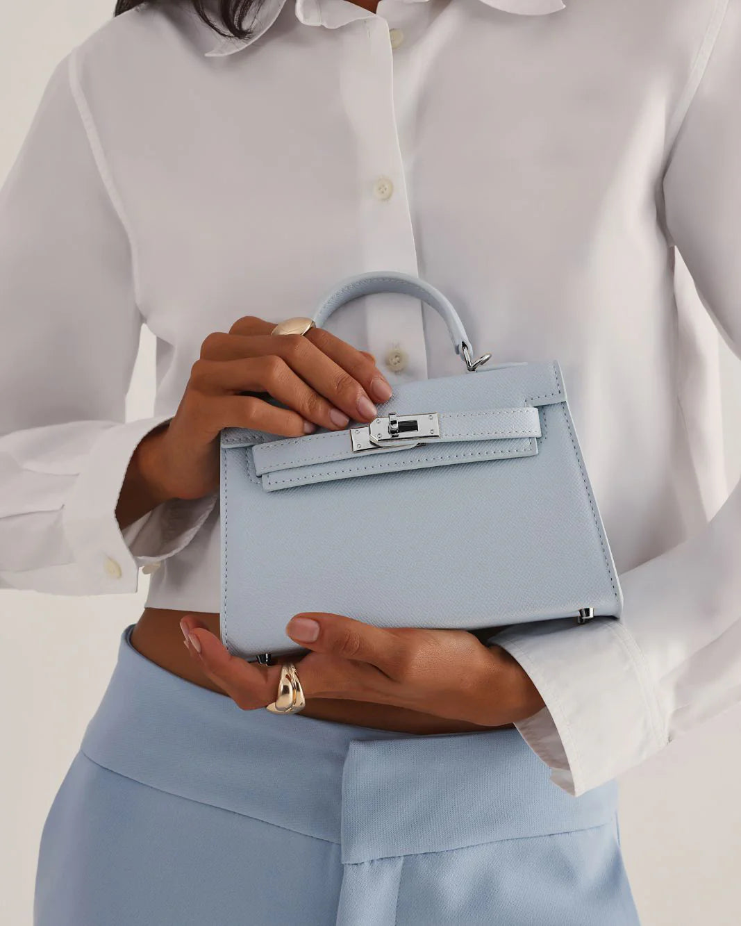 Billini Hariette Handle Bag (Light Blue Saffiano)