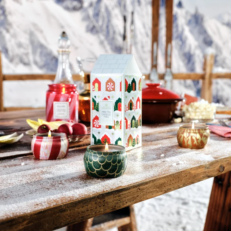 Voluspa Holiday Village Mini Tin Trio Assorted Gift Set