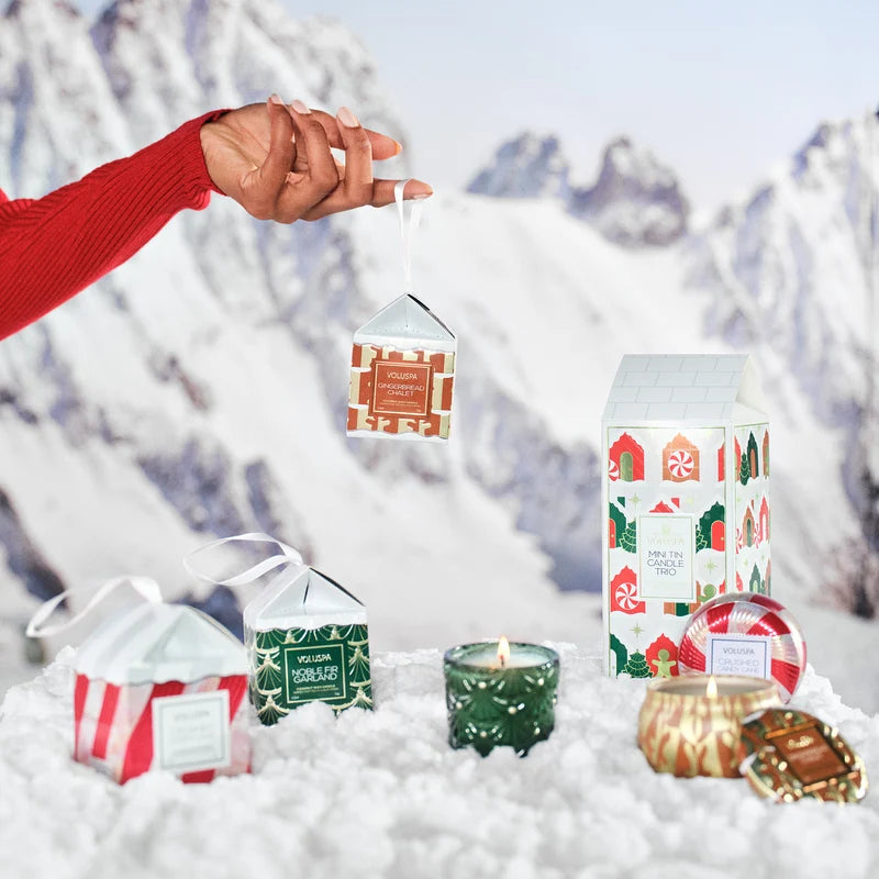 Voluspa Holiday Village Mini Tin Trio Assorted Gift Set