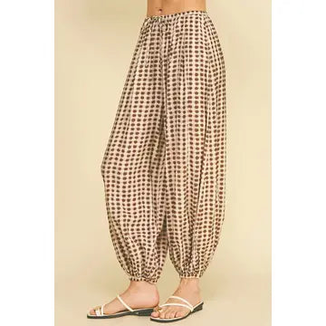 Geo Dot Print Harem Pant (Mocha)