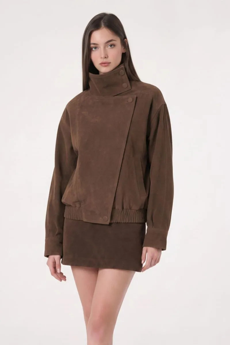 Faux Suede Motor Jacket