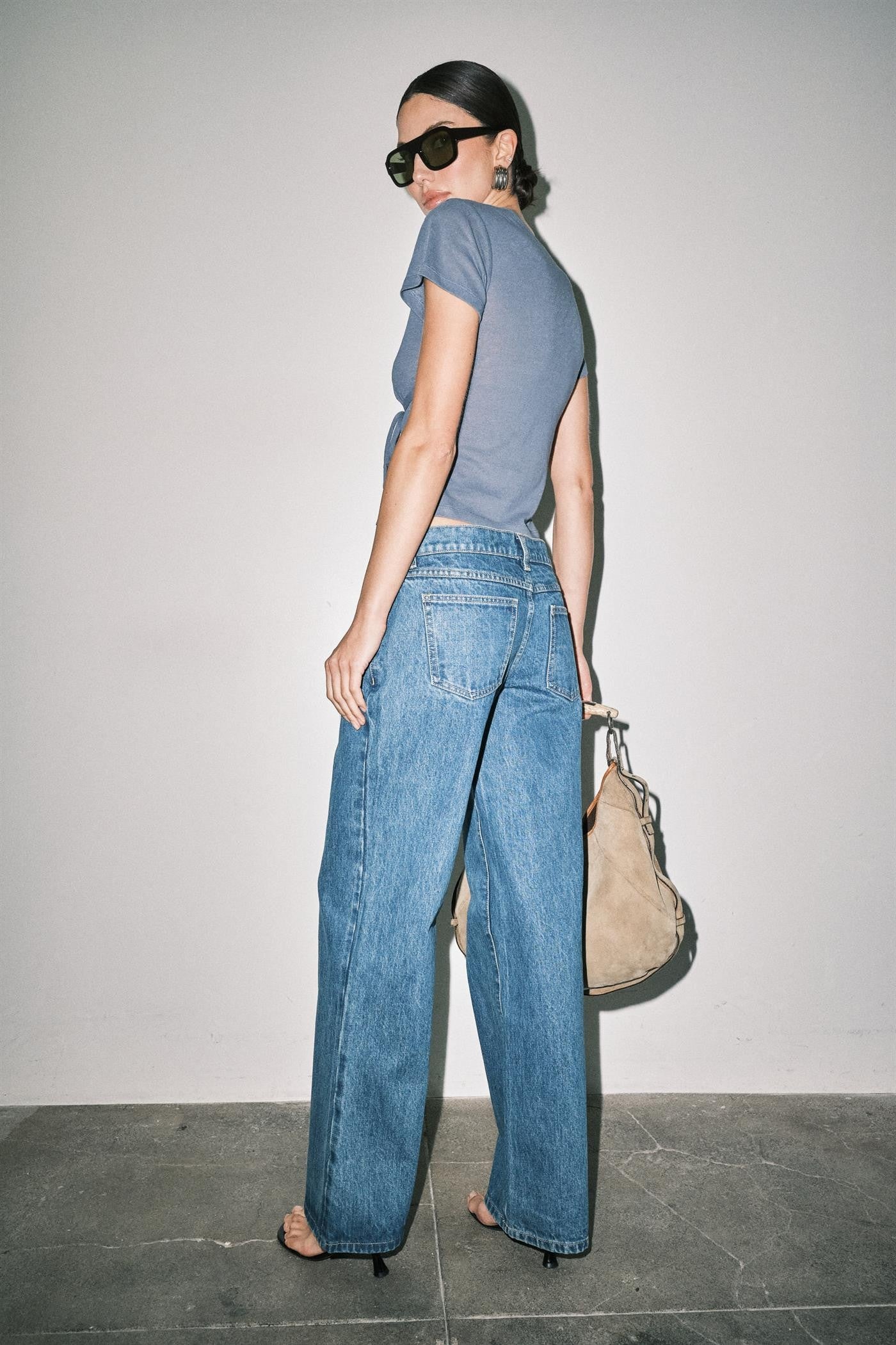 Loucia Amber Fine Knit Tie Waist Short Sleeve Tee Top