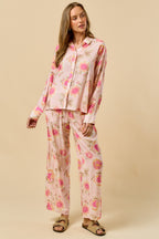 Erika Floral Print Button Down Shirt Pant Set