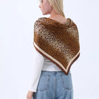 Classic Leopard Pink Silk Scarf (Brown)