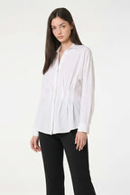 Pleated Waist Long Sleeve Shirt