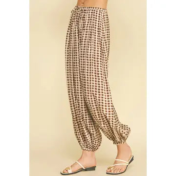 Geo Dot Print Harem Pant (Mocha)