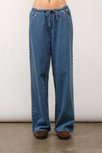 Marlowe Studded Denim Pants (Denim)
