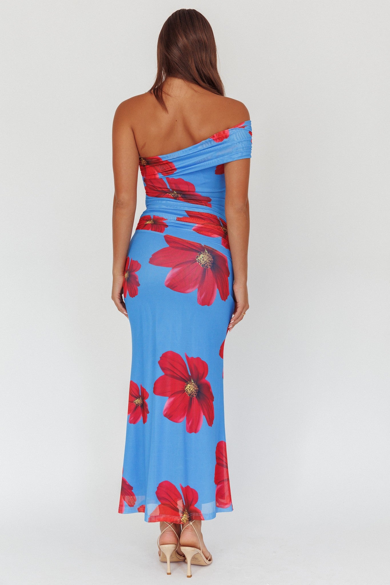 Blue Poppy One Shoulder Dress