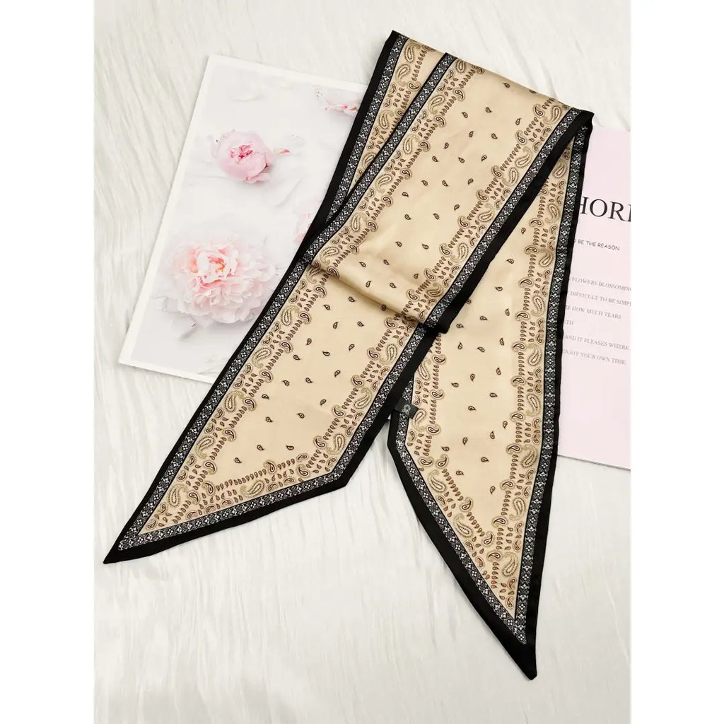 Classic Paisley Satin Silky Skinny Scarf